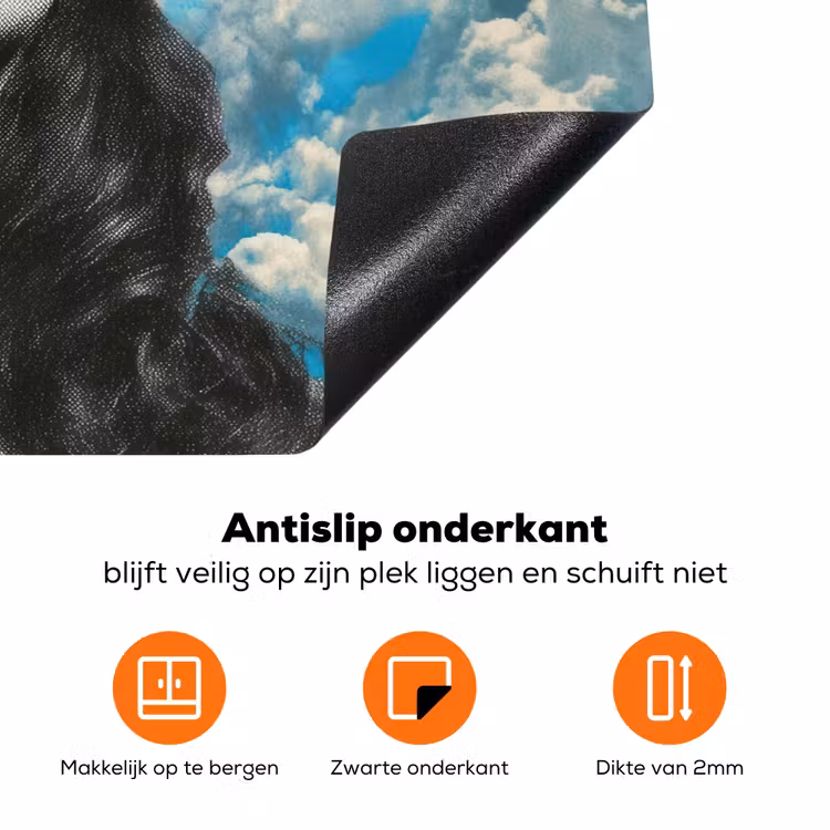 Vrouw - Bril - Regenboog - Wolken Inductie beschermer vinyl 3mm klein -zzzzzzz-td-onderkant