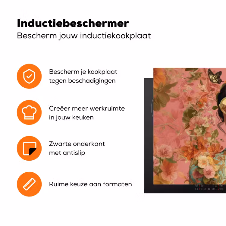 Vrouw - Bril - Roze - Bloemen Inductie beschermer vinyl 3mm klein -zzzzzzz-td-ups