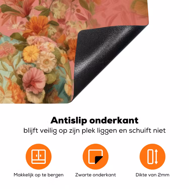 Vrouw - Bril - Roze - Bloemen Inductie beschermer vinyl 3mm klein -zzzzzzz-td-onderkant