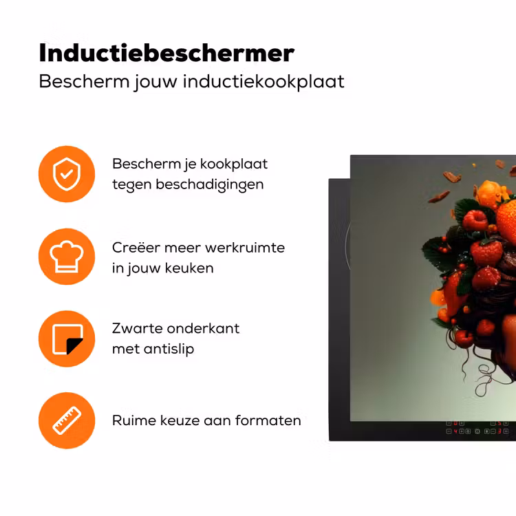 Vrouw - Chocolade - Frambozen - Aardbeien - Koekjes Inductie beschermer vinyl 3mm klein -zzzzzzz-td-ups