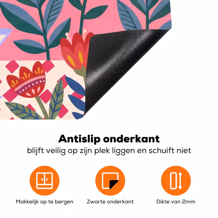 Vrouw - Cocktail - Bloemen - Modern - Roze Inductie beschermer vinyl 3mm klein -zzzzzzz-td-onderkant