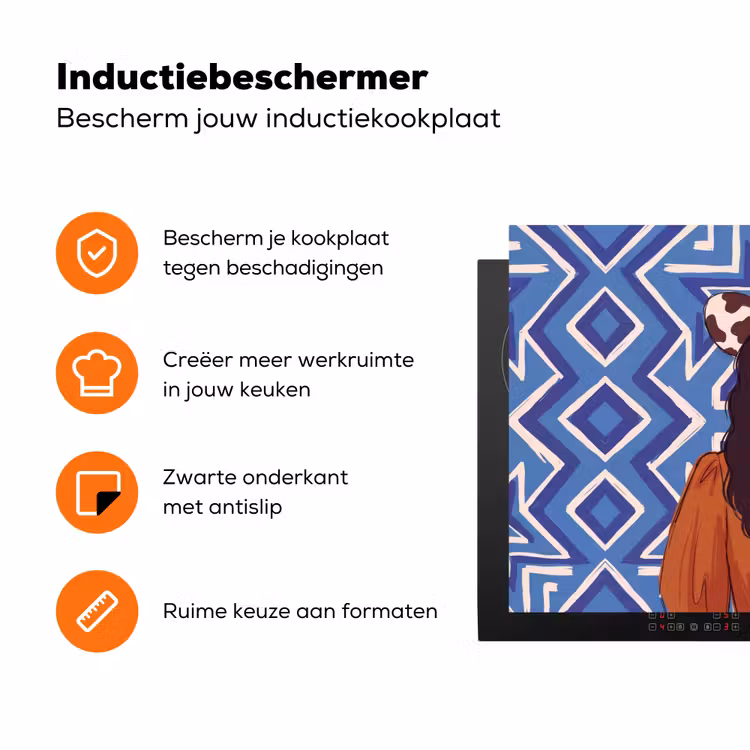 Vrouw - Cowboyhoed - Portret - Modern - Blauw Inductie beschermer vinyl 3mm klein -zzzzzzz-td-ups
