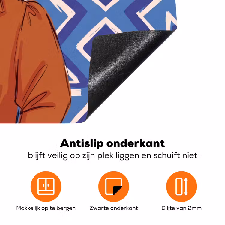 Vrouw - Cowboyhoed - Portret - Modern - Blauw Inductie beschermer vinyl 3mm klein -zzzzzzz-td-onderkant