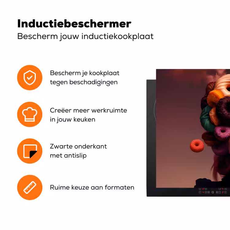 Vrouw - Donuts - Kleurrijk Inductie beschermer vinyl 3mm klein -zzzzzzz-td-ups