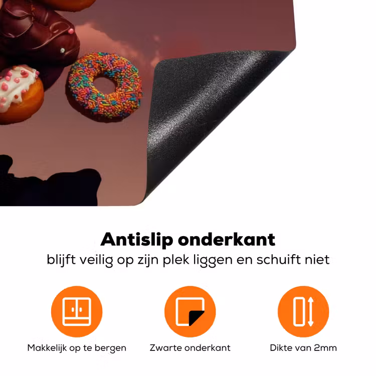 Vrouw - Donuts - Kleurrijk Inductie beschermer vinyl 3mm klein -zzzzzzz-td-onderkant