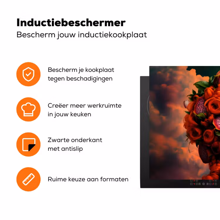 Vrouw - Drankenfruit - Rozen Inductie beschermer vinyl 3mm klein -zzzzzzz-td-ups