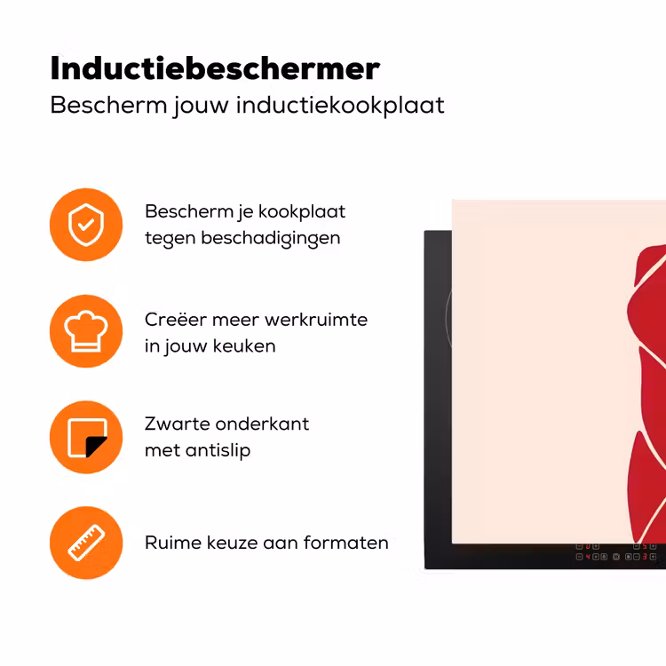 Vrouw - Figuur - Abstract - Modern - Rood Inductie beschermer vinyl 3mm klein -zzzzzzz-td-ups