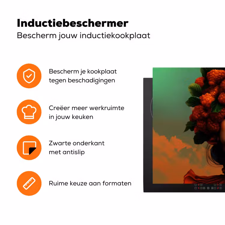 Vrouw - Frambozen - Bladeren Inductie beschermer vinyl 3mm klein -zzzzzzz-td-ups