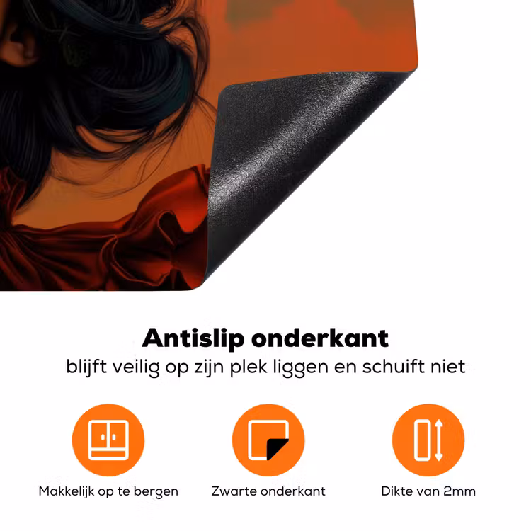 Vrouw - Frambozen - Bladeren Inductie beschermer vinyl 3mm klein -zzzzzzz-td-onderkant