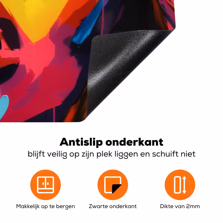 Vrouw - Gezicht - Kleurrijk Inductie beschermer vinyl 3mm klein -zzzzzzz-td-onderkant