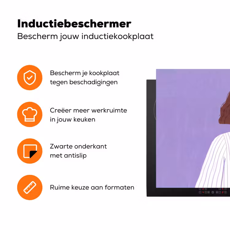 Vrouw - Gezicht - Mensen - Abstract - Kleurrijk Inductie beschermer vinyl 3mm klein -zzzzzzz-td-ups