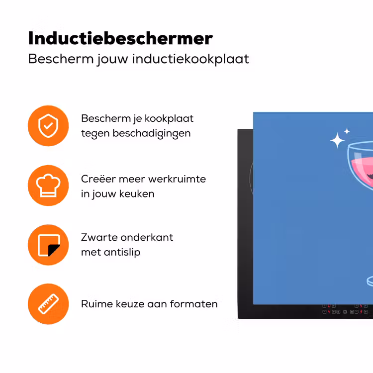 Vrouw - Glas - Abstract - Roze - Blauw Inductie beschermer vinyl 3mm klein -zzzzzzz-td-ups