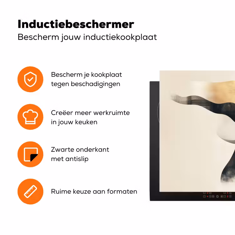 Vrouw - Golven - Zwart Inductie beschermer vinyl 3mm klein -zzzzzzz-td-ups