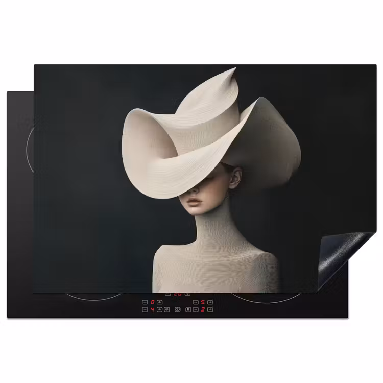 Vrouw - Golvende - Hoed Inductie beschermer vinyl 3mm klein -3d