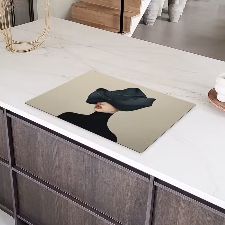 Vrouw - Groen - Hoed Inductie beschermer vinyl 3mm klein -sfeer8