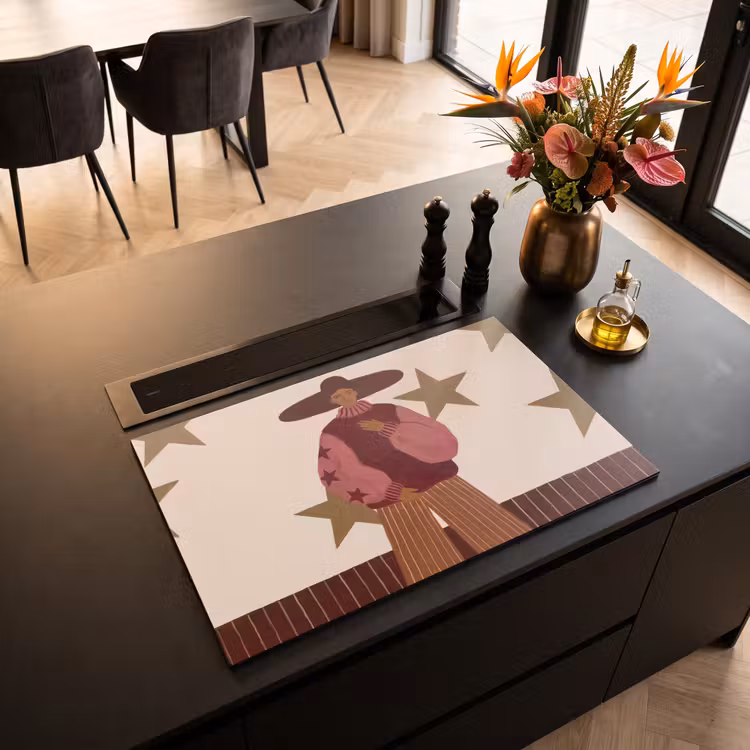 Vrouw - Hoed - Abstract - Modern - Portret Inductie beschermer vinyl 3mm klein -sfeer5