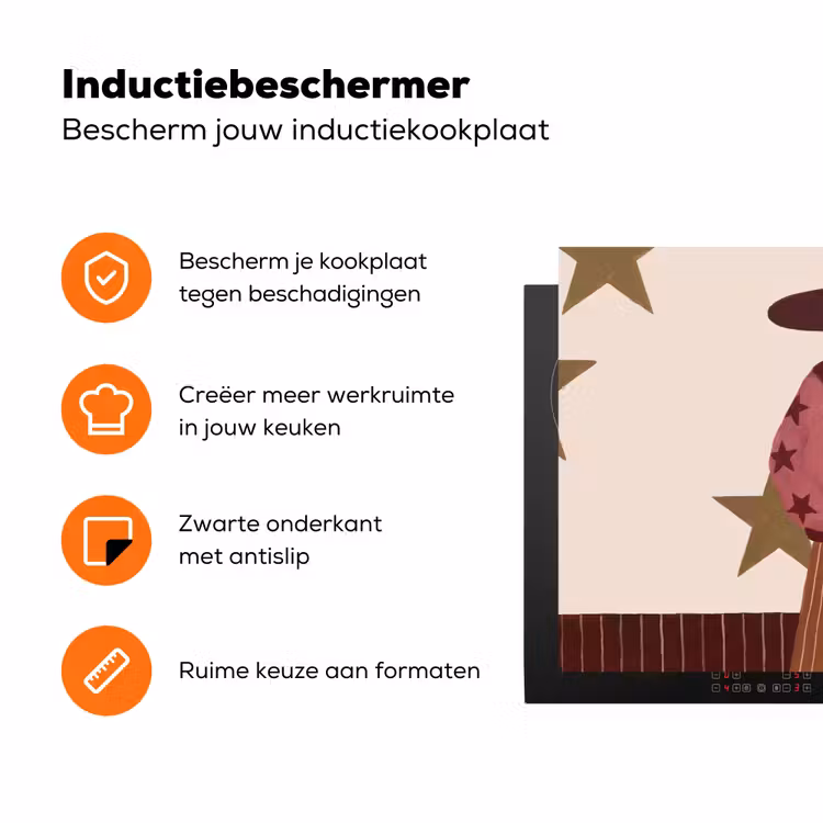 Vrouw - Hoed - Abstract - Modern - Portret Inductie beschermer vinyl 3mm klein -zzzzzzz-td-ups