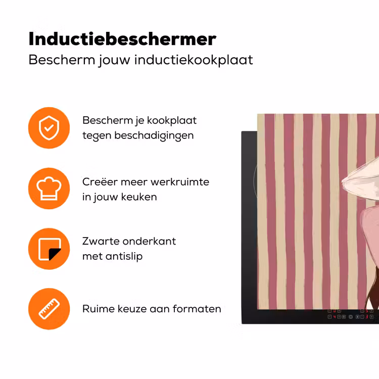 Vrouw - Hoed - Mode - Abstract - Kleurrijk Inductie beschermer vinyl 3mm klein -zzzzzzz-td-ups