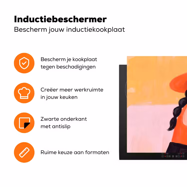 Vrouw - Hoed - Mode - Modern - Oranje Inductie beschermer vinyl 3mm klein -zzzzzzz-td-ups