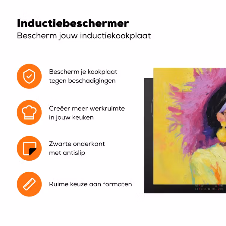 Vrouw - Hoed - Paars - Wijn Inductie beschermer vinyl 3mm klein -zzzzzzz-td-ups