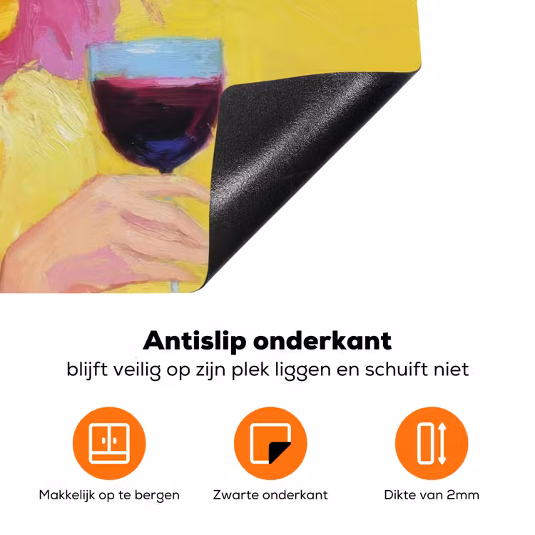 Vrouw - Hoed - Paars - Wijn Inductie beschermer vinyl 3mm klein -zzzzzzz-td-onderkant