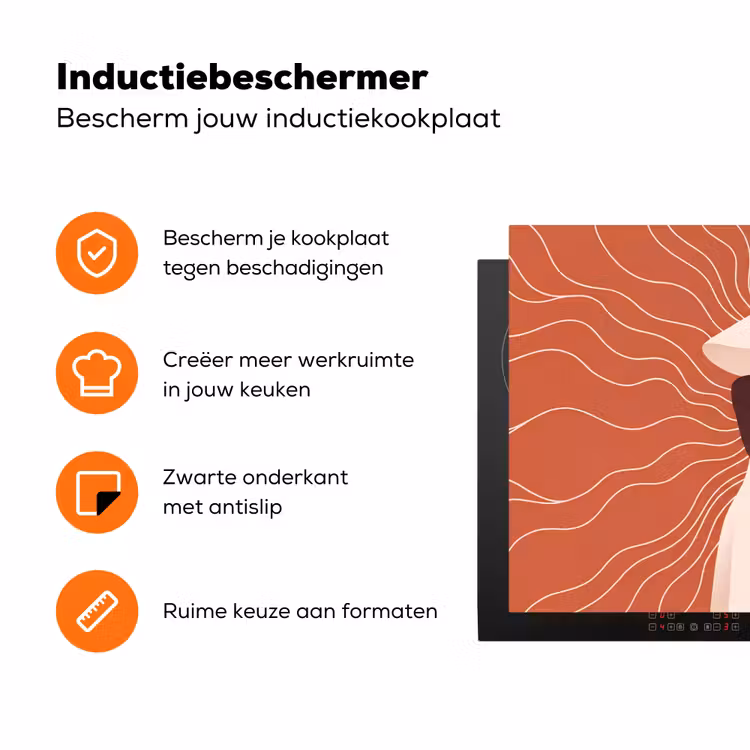 Vrouw - Hoed - Portret - Modern - Beige Inductie beschermer vinyl 3mm klein -zzzzzzz-td-ups