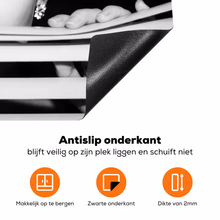 Vrouw - Jaloezieën - Portret - Zwart-wit Inductie beschermer vinyl 3mm klein -zzzzzzz-td-onderkant