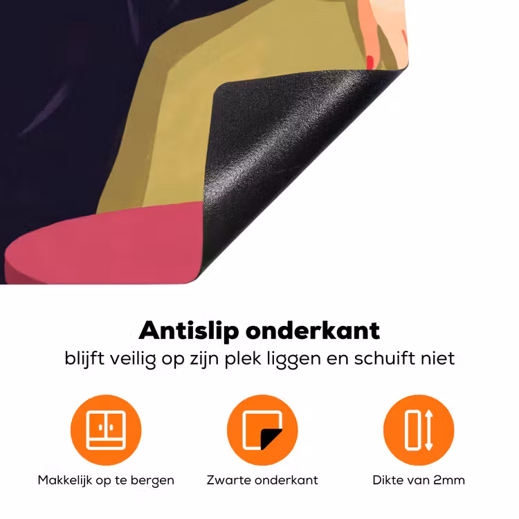Vrouw - Kat - Interieur - Modern - Kleurrijk Inductie beschermer vinyl 3mm klein -zzzzzzz-td-onderkant