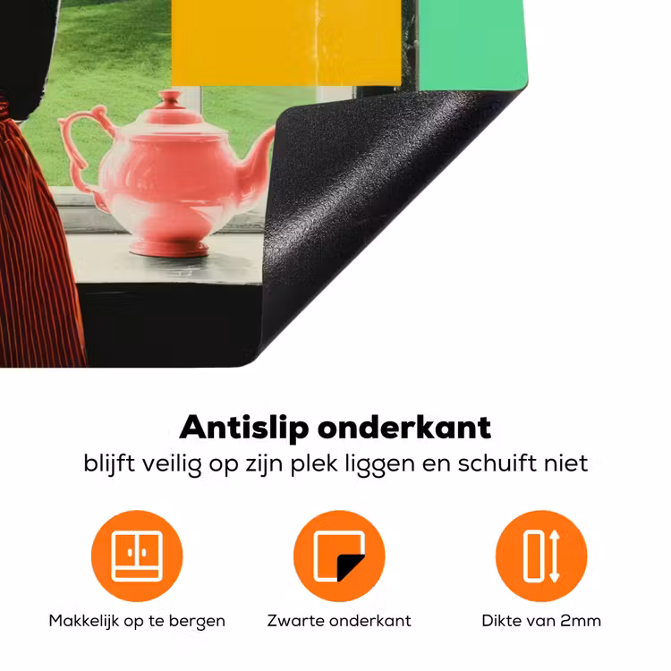 Vrouw - Keuken - Katten - Doorkijk Inductie beschermer vinyl 3mm klein -zzzzzzz-td-onderkant