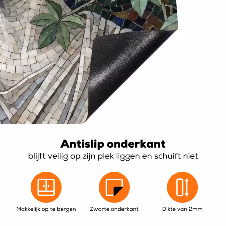Vrouw - Klassiek - Mozaiëk - Natuur - Groen Inductie beschermer vinyl 3mm klein -zzzzzzz-td-onderkant