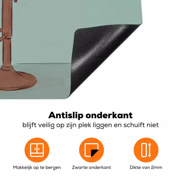 Vrouw - Laptop - Zittend - Illustratie - Groen Inductie beschermer vinyl 3mm klein -zzzzzzz-td-onderkant
