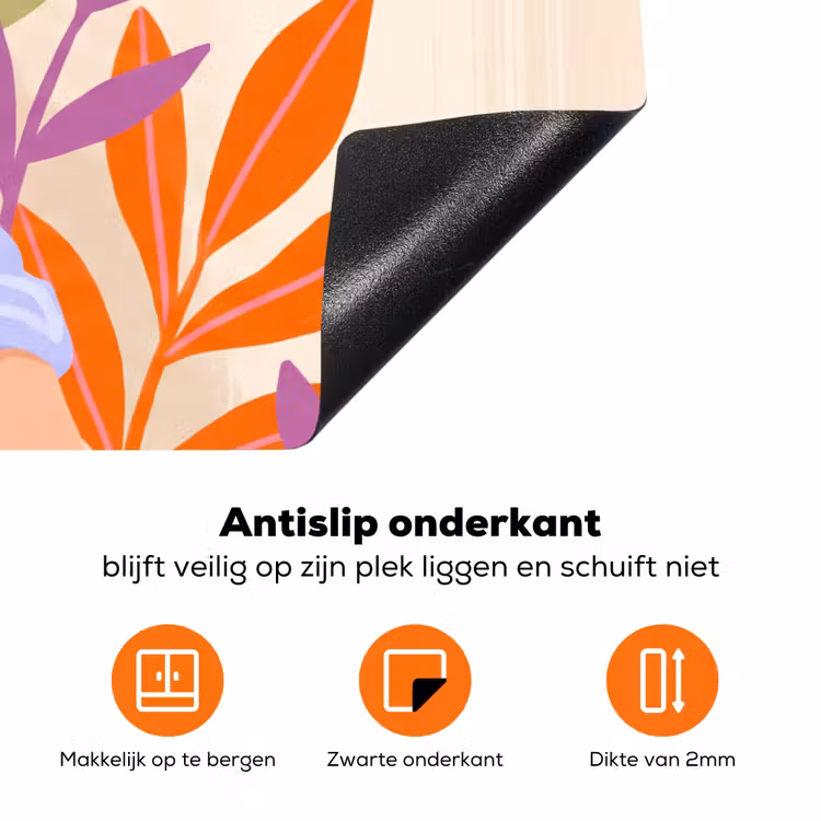 Vrouw - Lezen - Thuis - Modern - Bloemen Inductie beschermer vinyl 3mm klein -zzzzzzz-td-onderkant