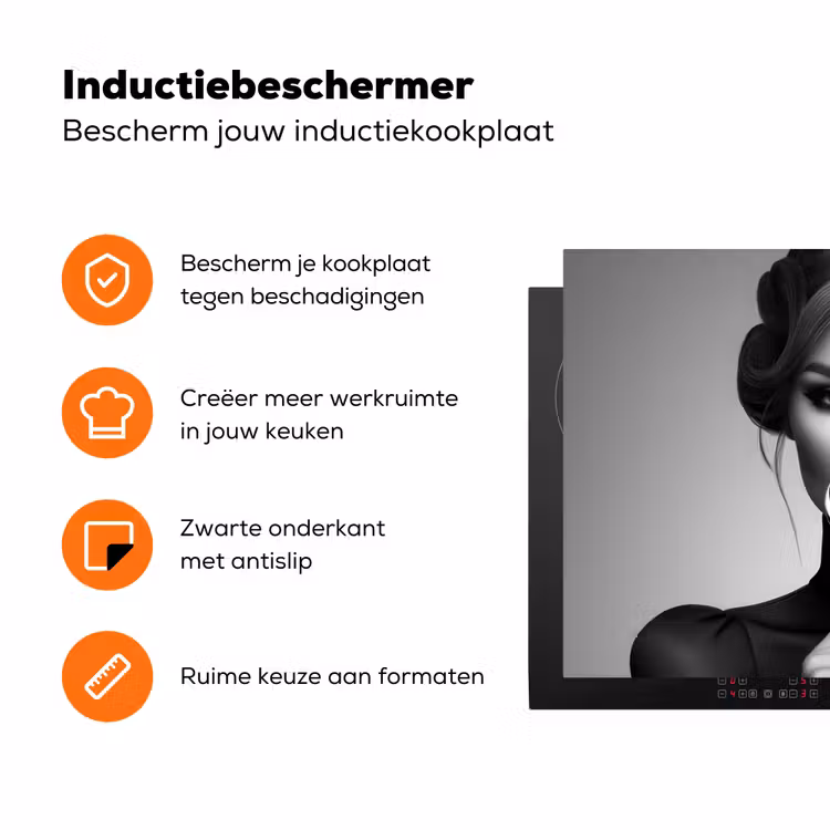 Vrouw - Lolly - Zwart Inductie beschermer vinyl 3mm klein -zzzzzzz-td-ups