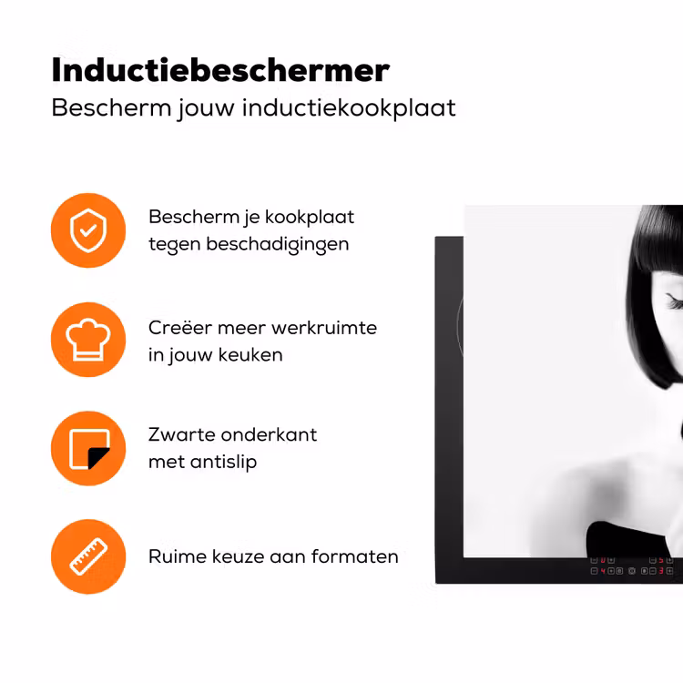 Vrouw - Lolly - Zwart - Wit Inductie beschermer vinyl 3mm klein -zzzzzzz-td-ups