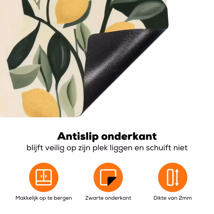 Vrouw - Mand - Citroenen - Bladeren Inductie beschermer vinyl 3mm klein -zzzzzzz-td-onderkant