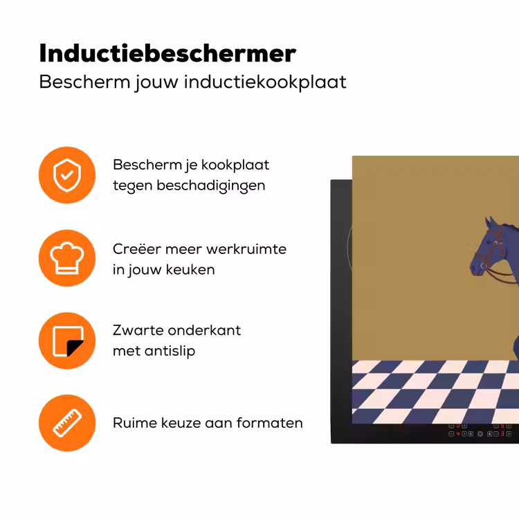 Vrouw - Paard - Rijden - Modern - Abstract Inductie beschermer vinyl 3mm klein -zzzzzzz-td-ups