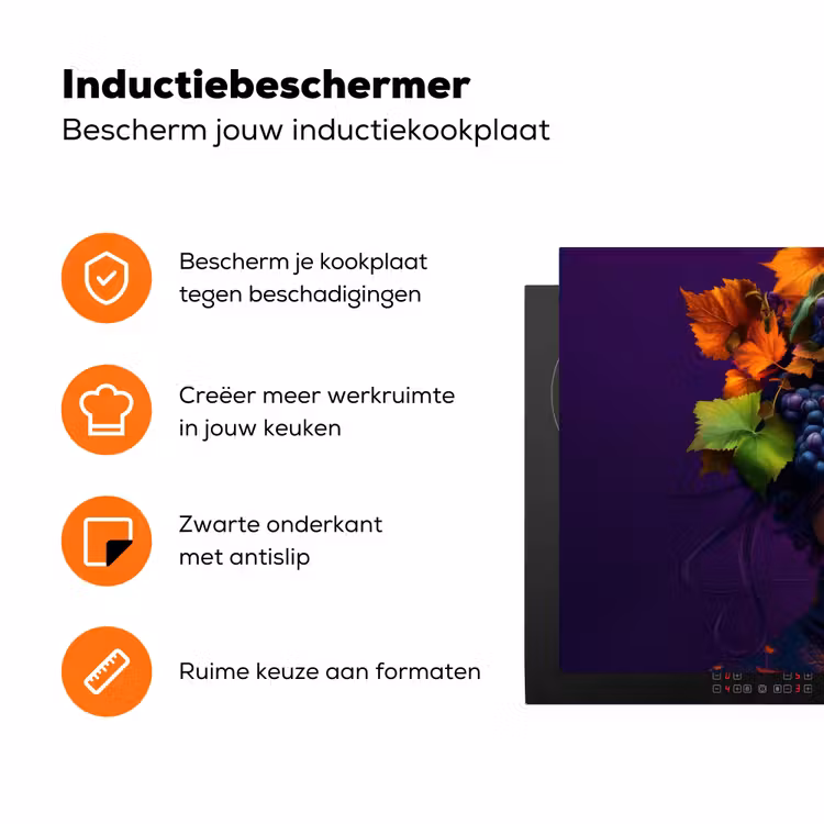 Vrouw - Paars - Druiven Inductie beschermer vinyl 3mm klein -zzzzzzz-td-ups