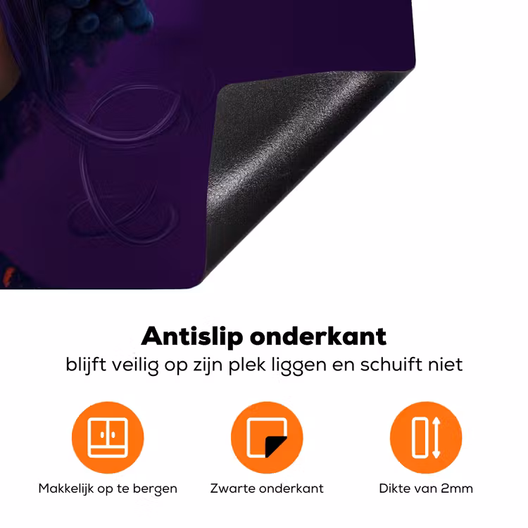 Vrouw - Paars - Druiven Inductie beschermer vinyl 3mm klein -zzzzzzz-td-onderkant