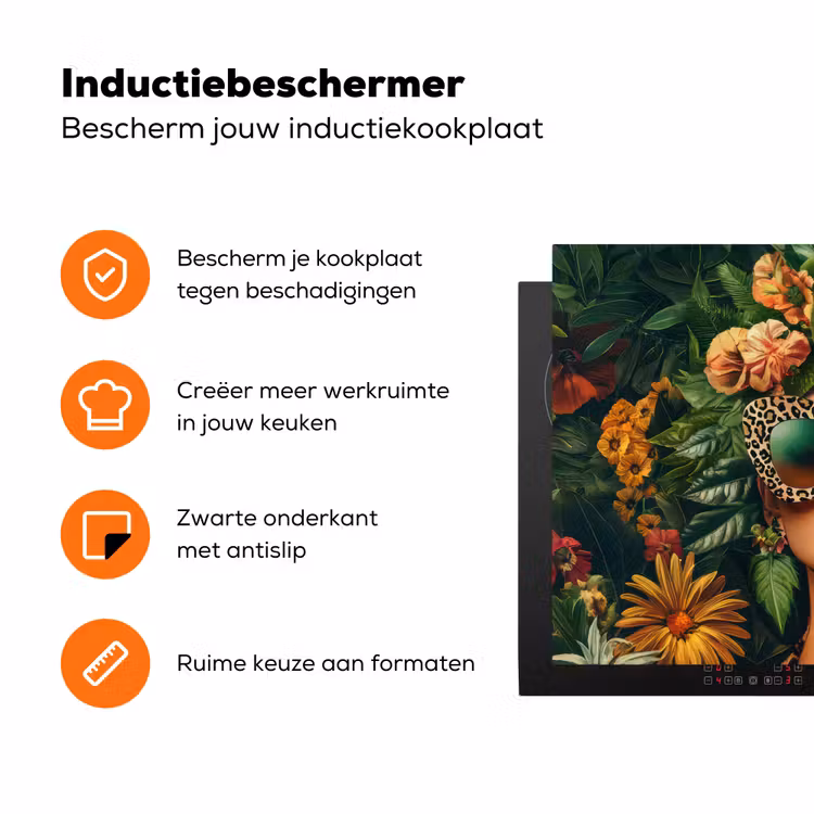 Vrouw - Panterprint - Jungle - Natuur - Luxe Inductie beschermer vinyl 3mm klein -zzzzzzz-td-ups