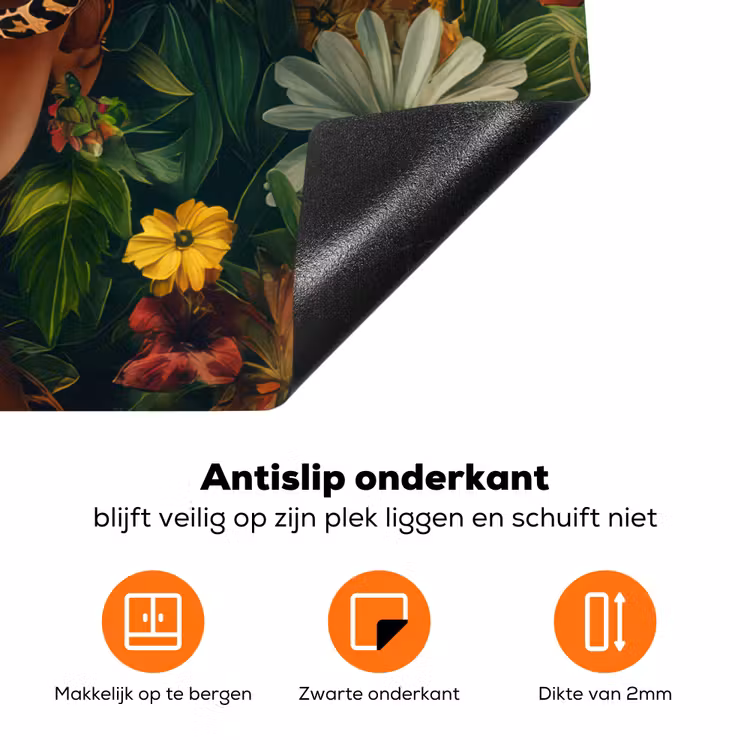 Vrouw - Panterprint - Jungle - Natuur - Luxe Inductie beschermer vinyl 3mm klein -zzzzzzz-td-onderkant