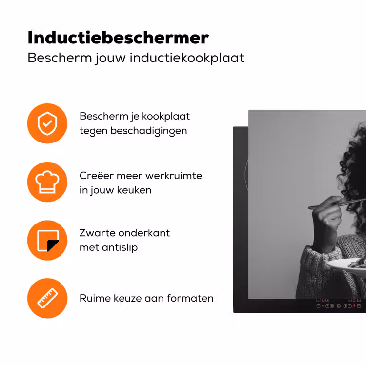 Vrouw - Pasta - Zwart - Wit Inductie beschermer vinyl 3mm klein -zzzzzzz-td-ups