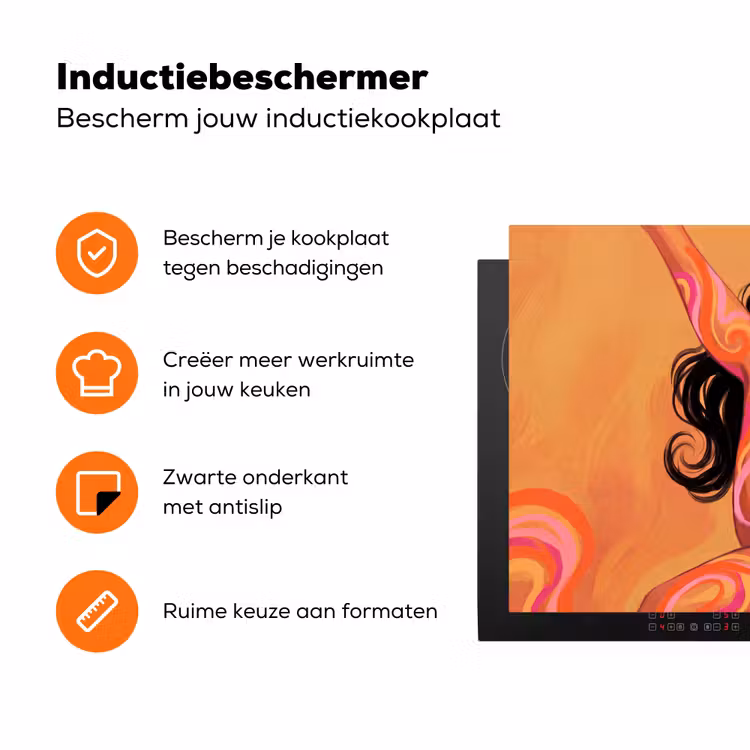 Vrouw - Portret - Abstract - Modern - Kleurrijk Inductie beschermer vinyl 3mm klein -zzzzzzz-td-ups