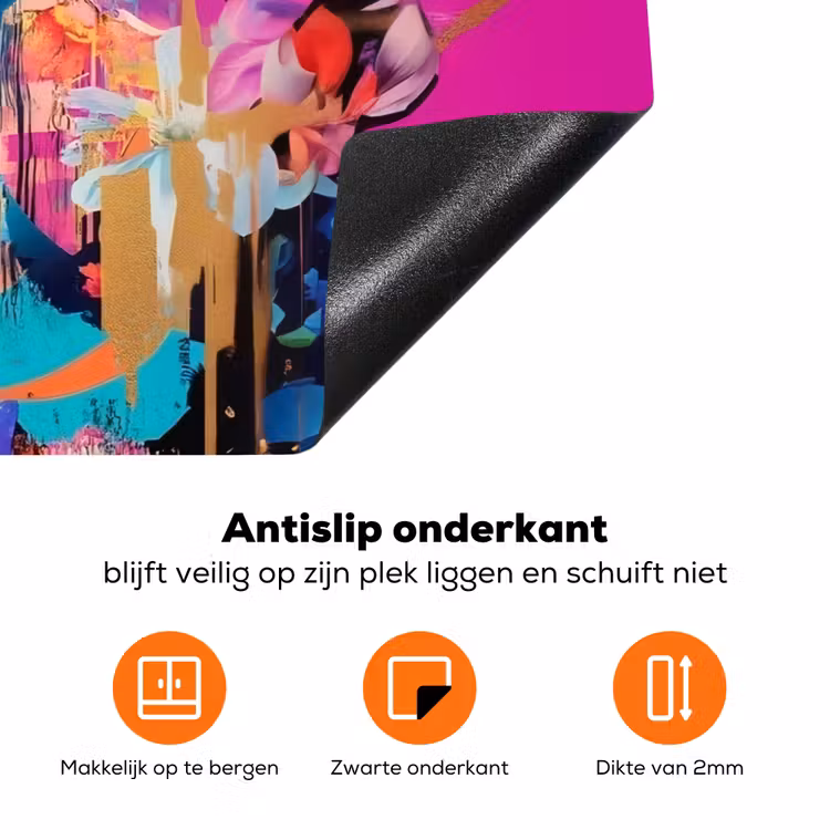 Vrouw - Portret - Abstract - Paars Inductie beschermer vinyl 3mm klein -zzzzzzz-td-onderkant