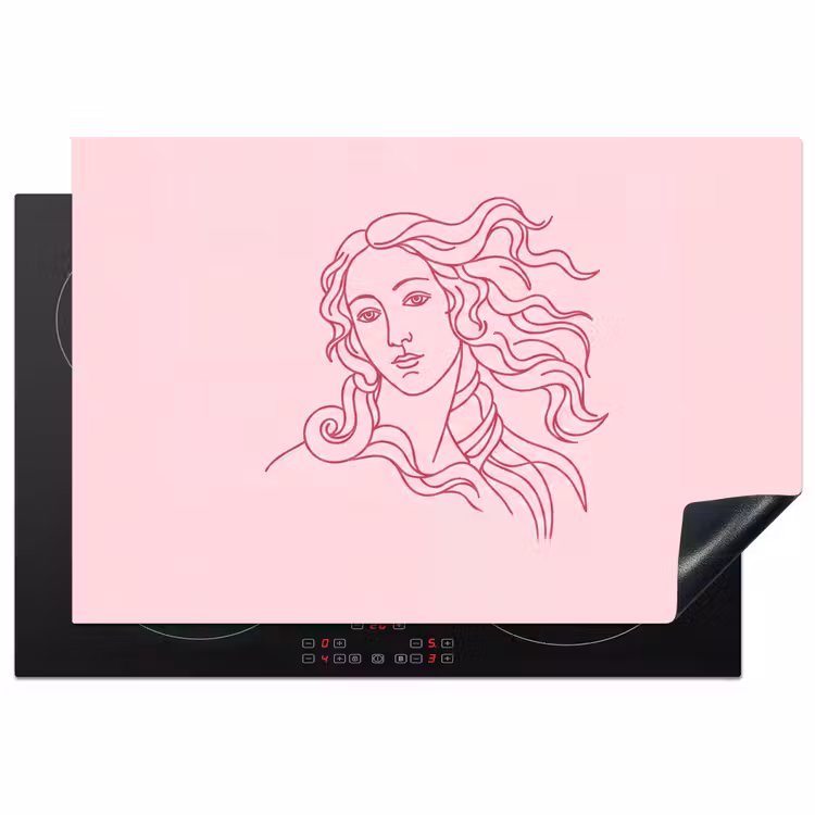 Vrouw - Portret - Klassiek - Line-art - Roze Inductie beschermer vinyl 3mm klein -3d