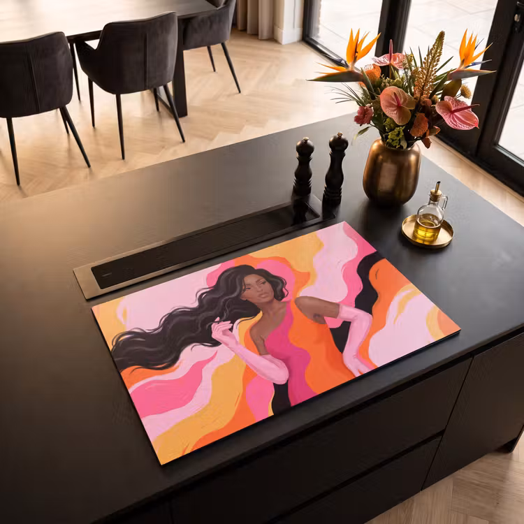 Vrouw - Portret - Kleurrijk - Modern - Kunst Inductie beschermer vinyl 3mm klein -sfeer5