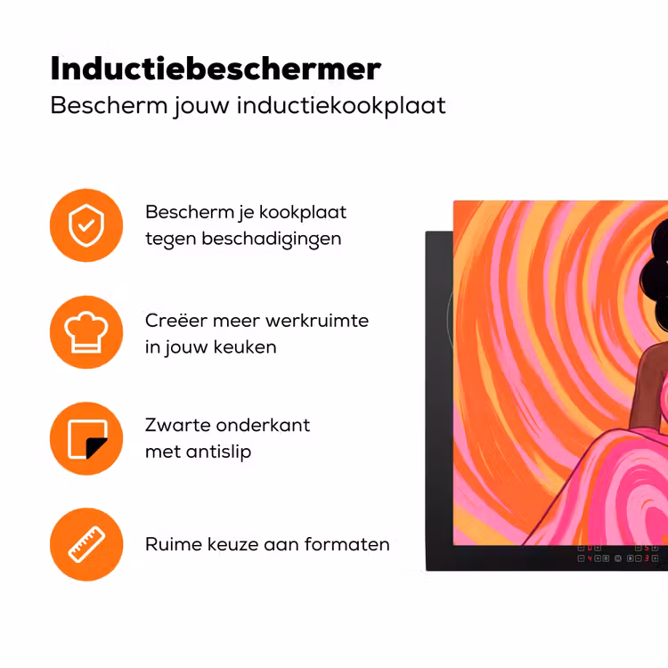 Vrouw - Portret - Kunst - Abstract - Roze Inductie beschermer vinyl 3mm klein -zzzzzzz-td-ups
