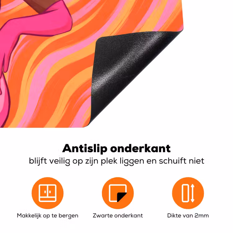 Vrouw - Portret - Kunst - Abstract - Roze Inductie beschermer vinyl 3mm klein -zzzzzzz-td-onderkant