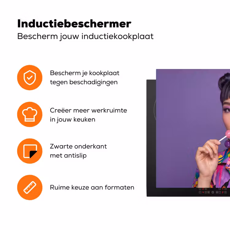 Vrouw - Portret - Make-up - Paars - Levendig Inductie beschermer vinyl 3mm klein -zzzzzzz-td-ups