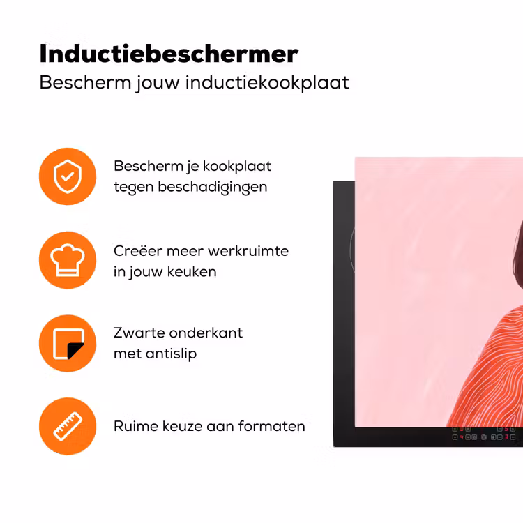 Vrouw - Portret - Modern - Kunst - Roze Inductie beschermer vinyl 3mm klein -zzzzzzz-td-ups
