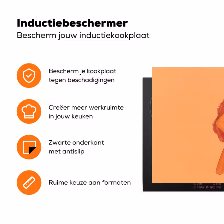 Vrouw - Profiel - Mensen - Modern - Oranje Inductie beschermer vinyl 3mm klein -zzzzzzz-td-ups